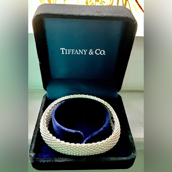 Authentic Tiffany & Co .925 Silver Somerset Mesh Bracelet Velvet Gift Box 59.5g - Picture 8 of 9